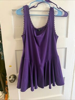 Purple Lace-Trim Flared athletic mini dress Football fan